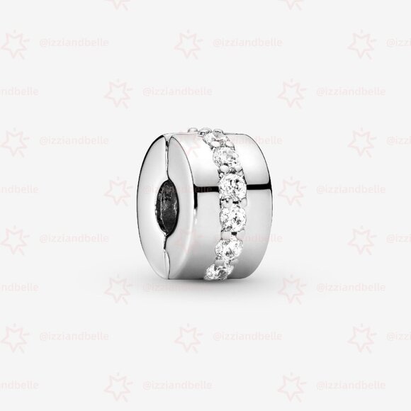 Pandora Clear Sparkling Row Clip Charm - Picture 1 of 7